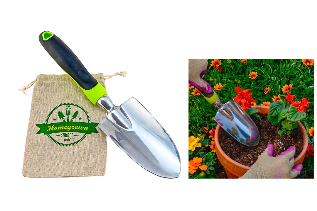 Gardening Trowel with Ergonomic Handle; Heavy Duty Polished Aluminum Hand Shovel