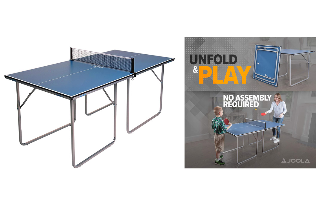 JOOLA Midsize Compact Table Tennis Table Great for Small Spaces Standing Table