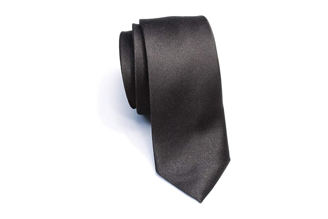 New Skinny Solid Black 2 Inch Necktie Tie