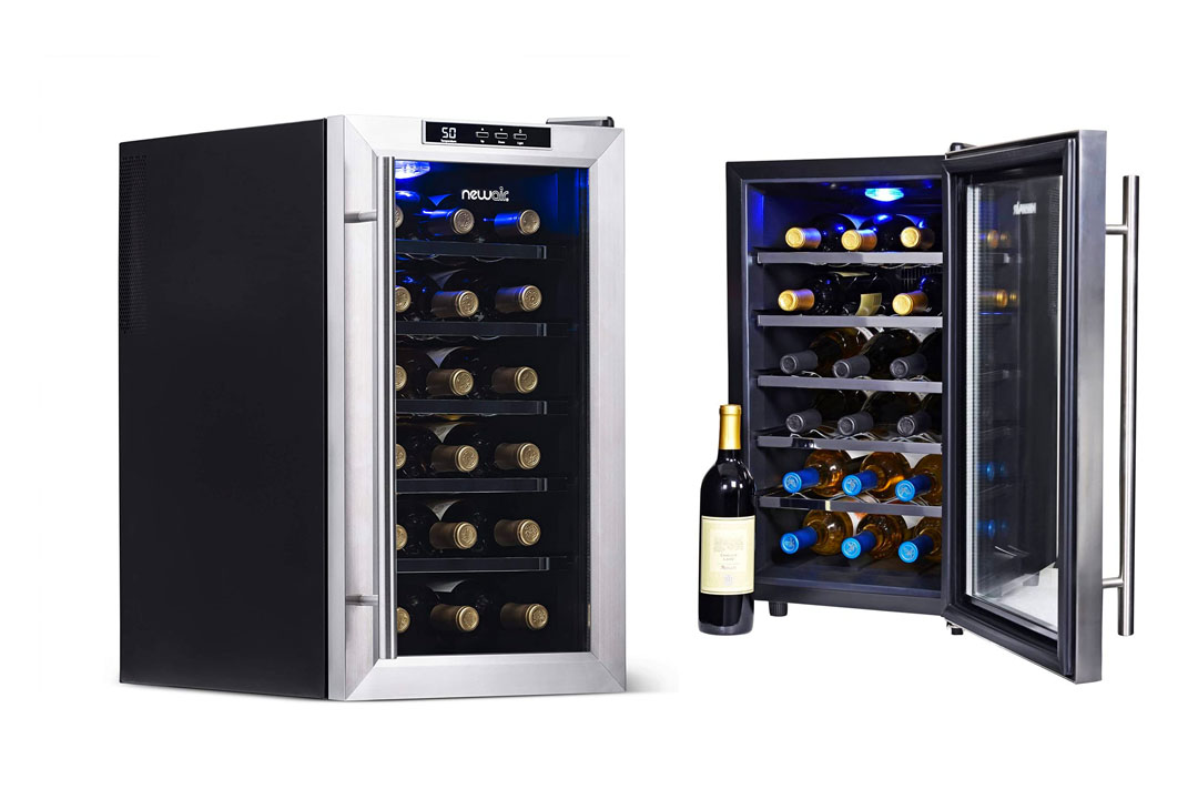 NewAir AW-181E Space Saver 18 Bottle Thermoelectric Wine Cooler, Stainless Steel
