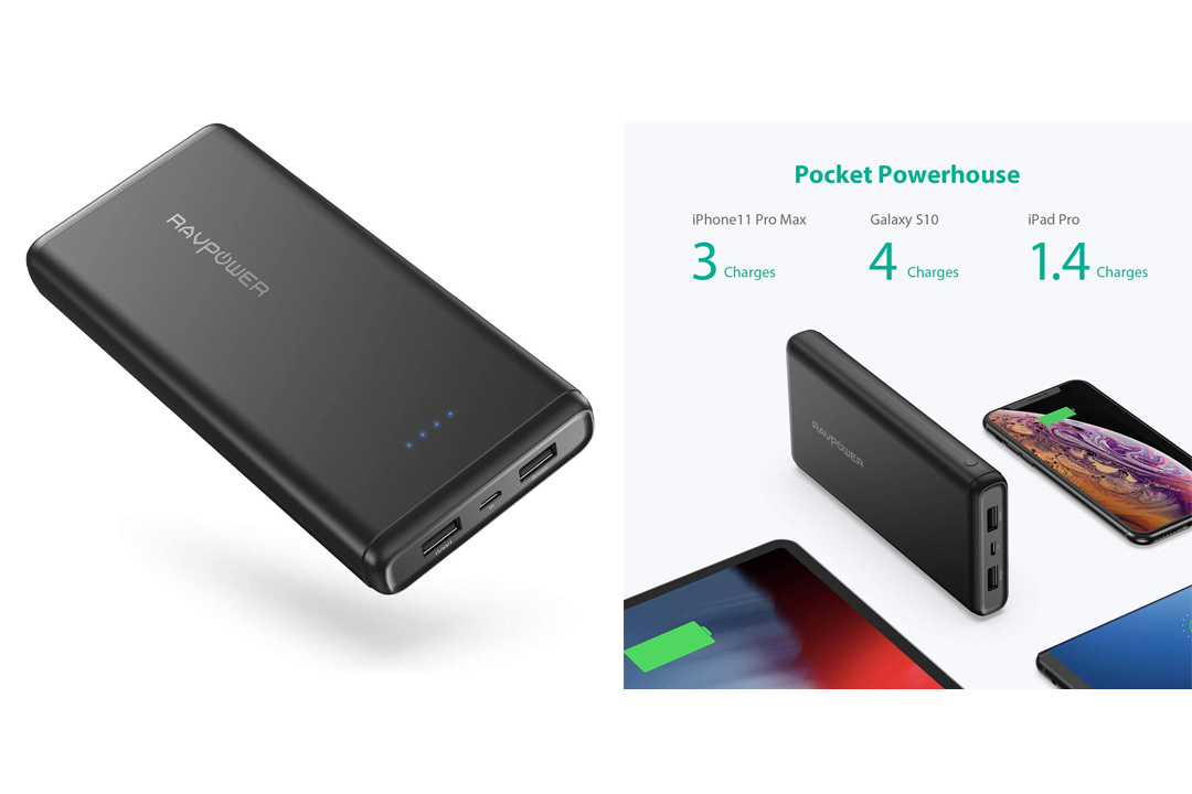 Portable Charger RAVPower 20000mAh USB Battery Pack with Dual iSmart 2.0 USB Ports