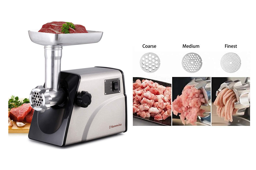 Sunmile SM-G33 ETL Electric Stainless Steel Meat Grinder Mincer 1HP 800W Max 3 Grinding Plates, 3 Types Sausage Makers