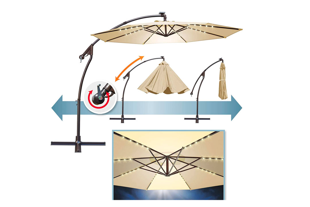 BenefitUSA 10' Cantilever LED Patio Umbrella