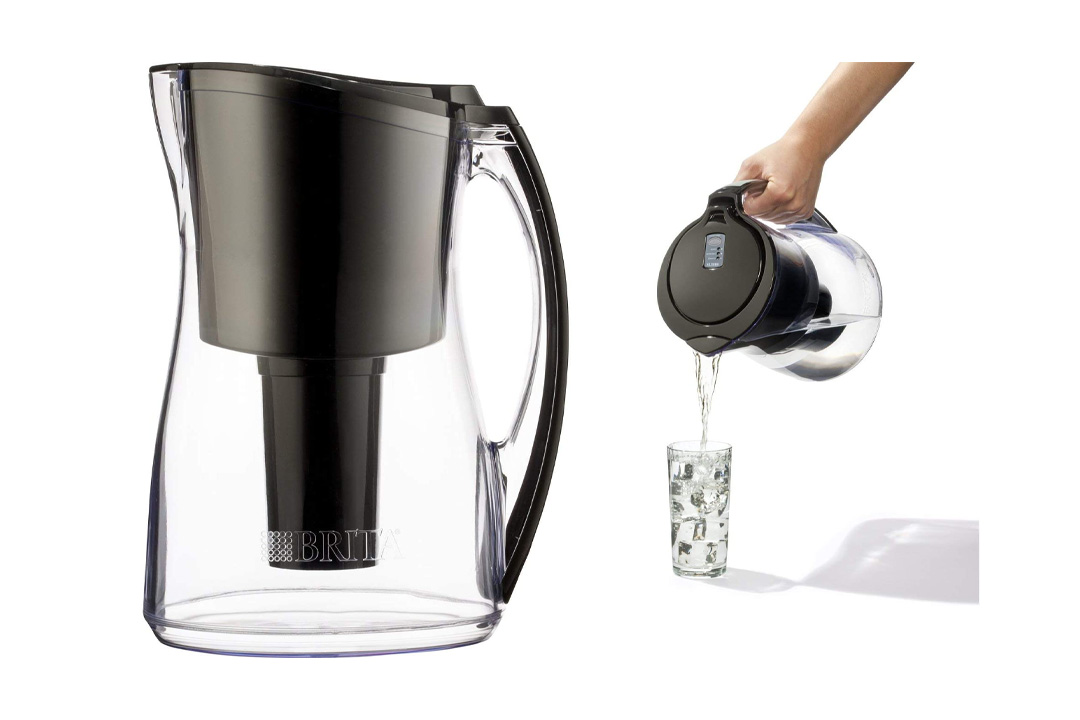 Brita Marina Water Filter Pitcher, Black, 8 Cup