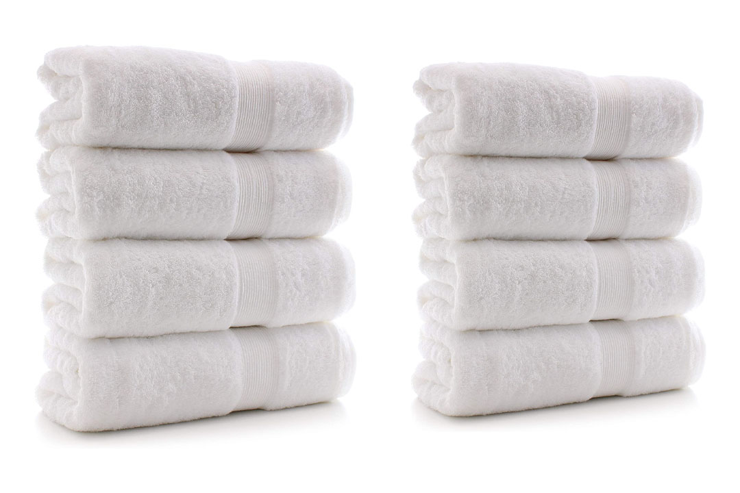Chakir Turkish Linens Luxury Hotel & Spa Bath Towels 100% Cotton Dobby Border (White, Set of 4)