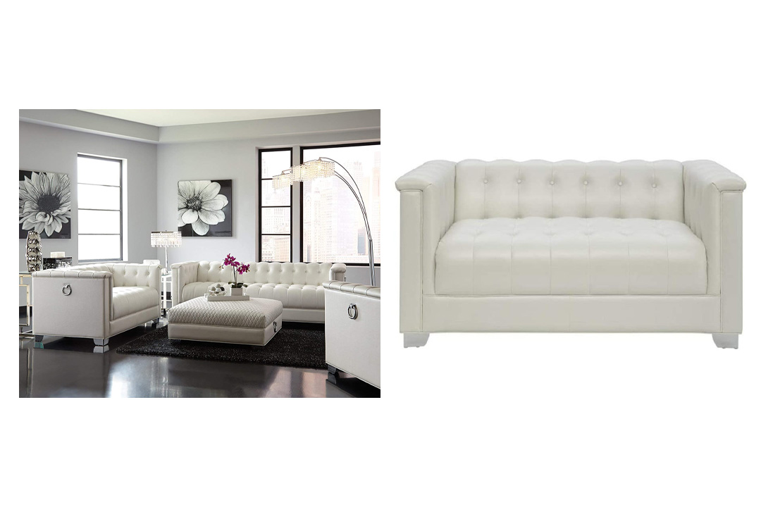 Coaster Tufted Loveseat, white