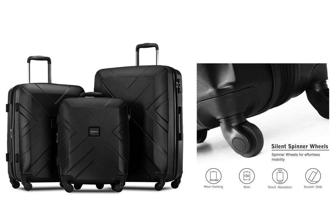 Merax Luggage 3 Piece Set Expandable Spinner with TSA Lock Suitcase PC+ABS with 4 Wheels