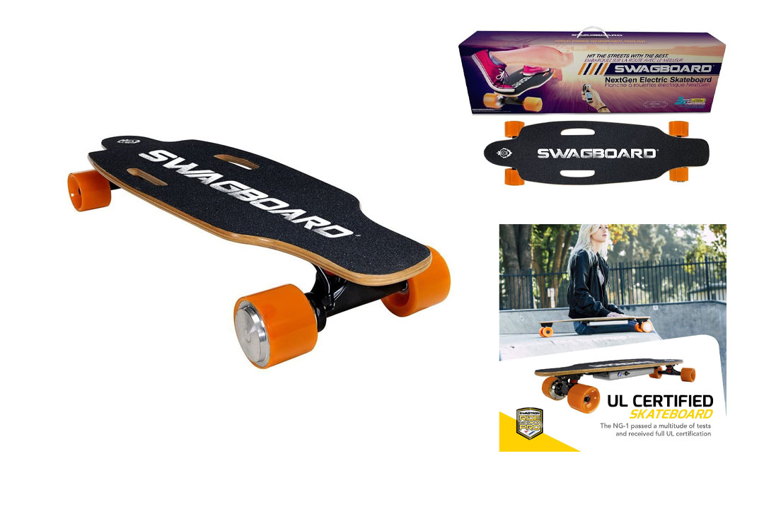 SWAGTRON Swag Board NG-1 Electric Longboard – UL 2272 Electric Skateboard with Wireless LED Remote