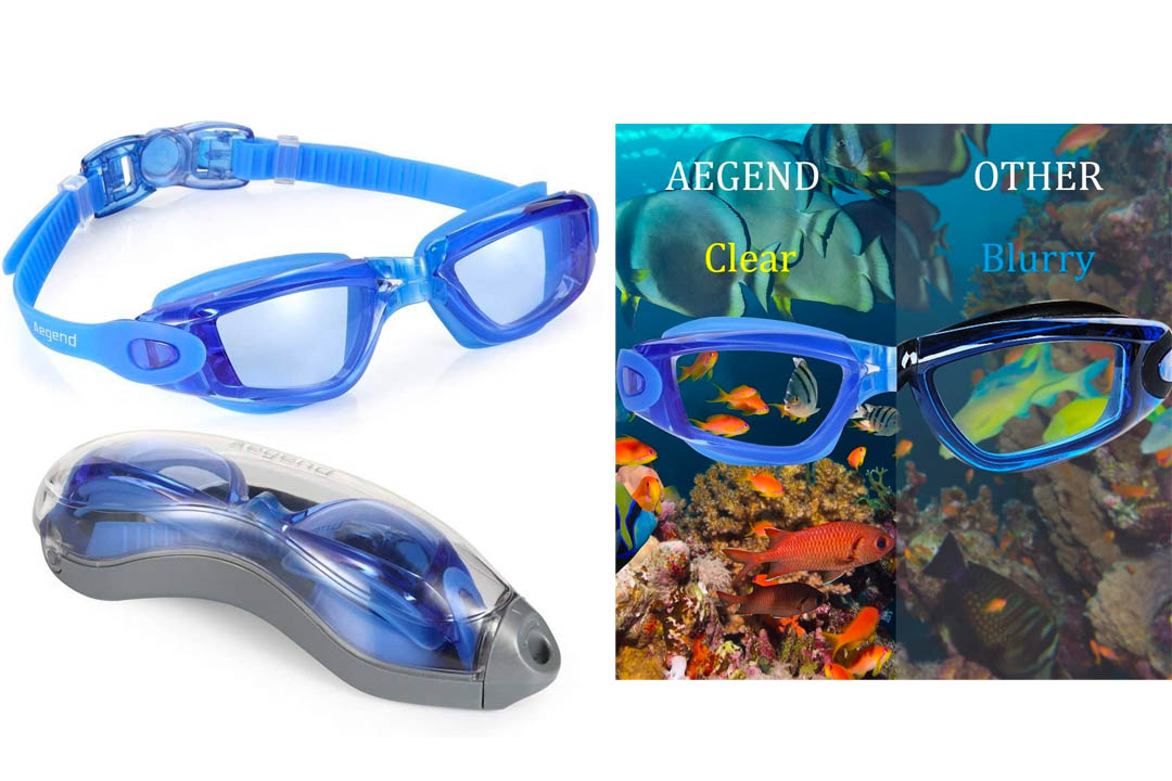 Swim Goggles, Aegend Clear Swimming Goggles No Leaking Anti Fog UV Protection Triathlon Swim Goggles with Free Protection Case