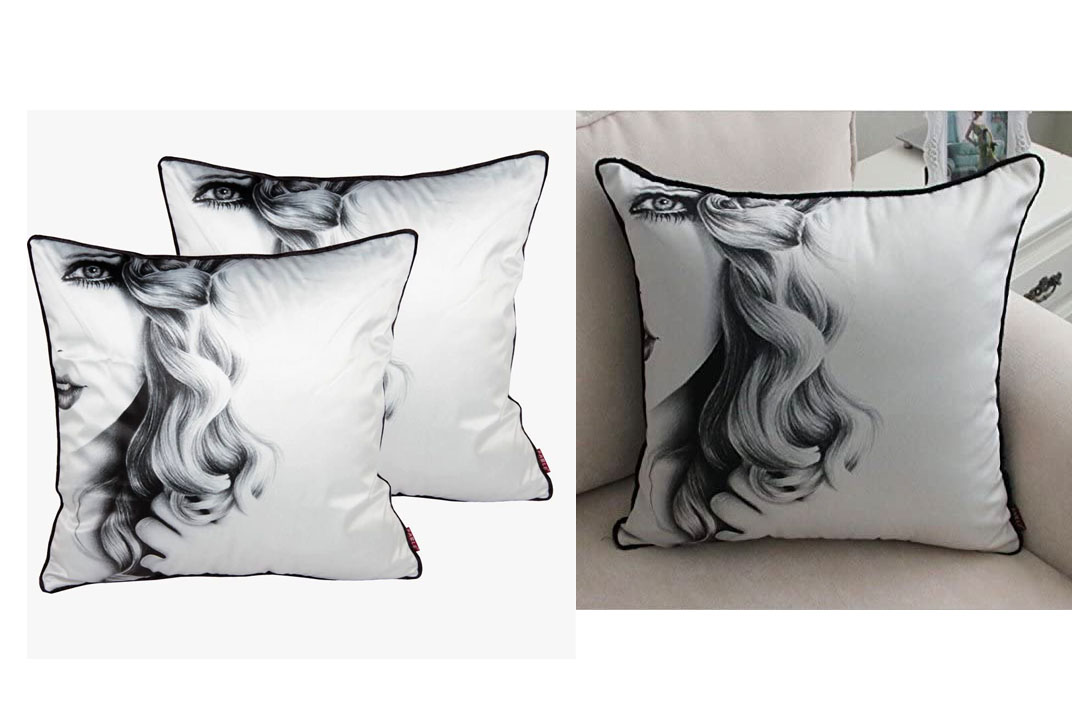 Yoovimin ®2pcs Throw Pillow Case Decorative Cushion Cover Pillowcase for Sofa Black and White 18 "X18 " (B1)