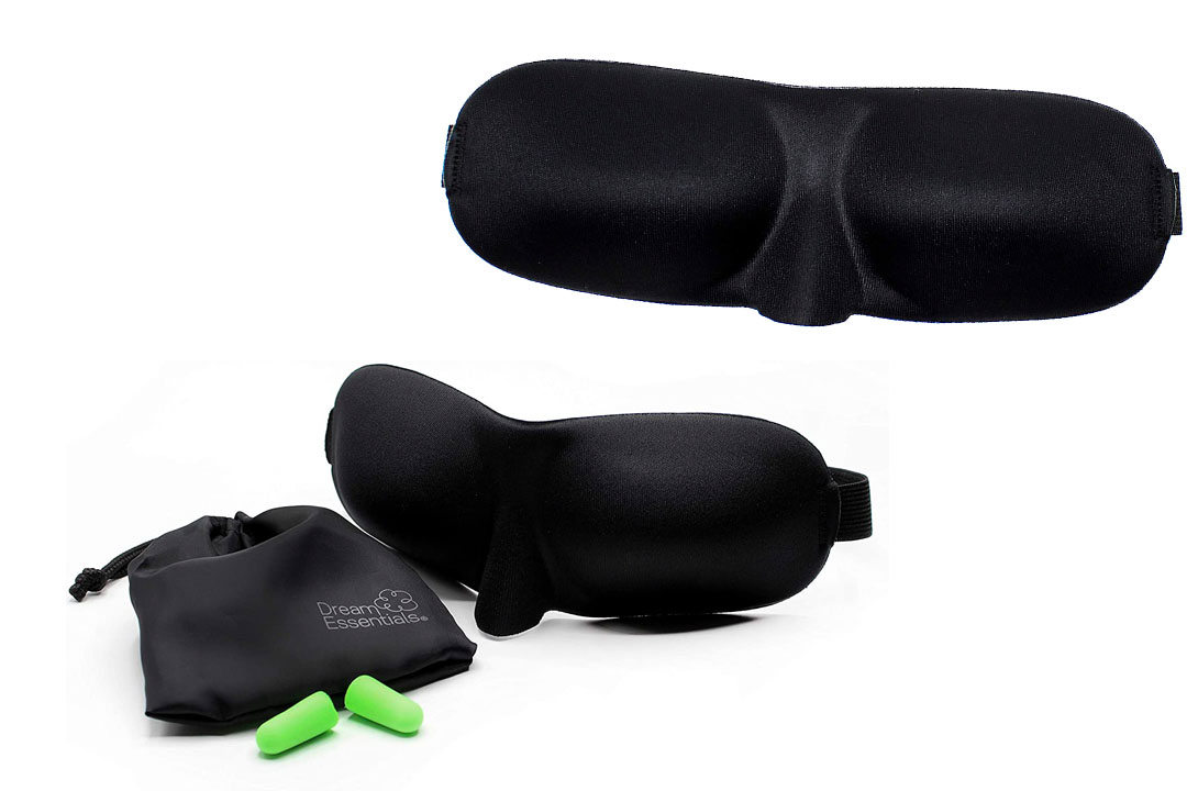 Dream Essentials Sweet Dreams Contoured Sleep Mask with Earplugs and Carry Pouch