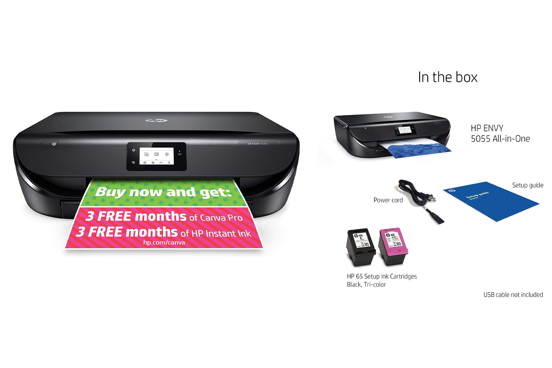 HP Envy 5055 Wireless All-in-One Photo Printer, HP Instant Ink & Amazon Dash Replenishment Ready (M2U85A)