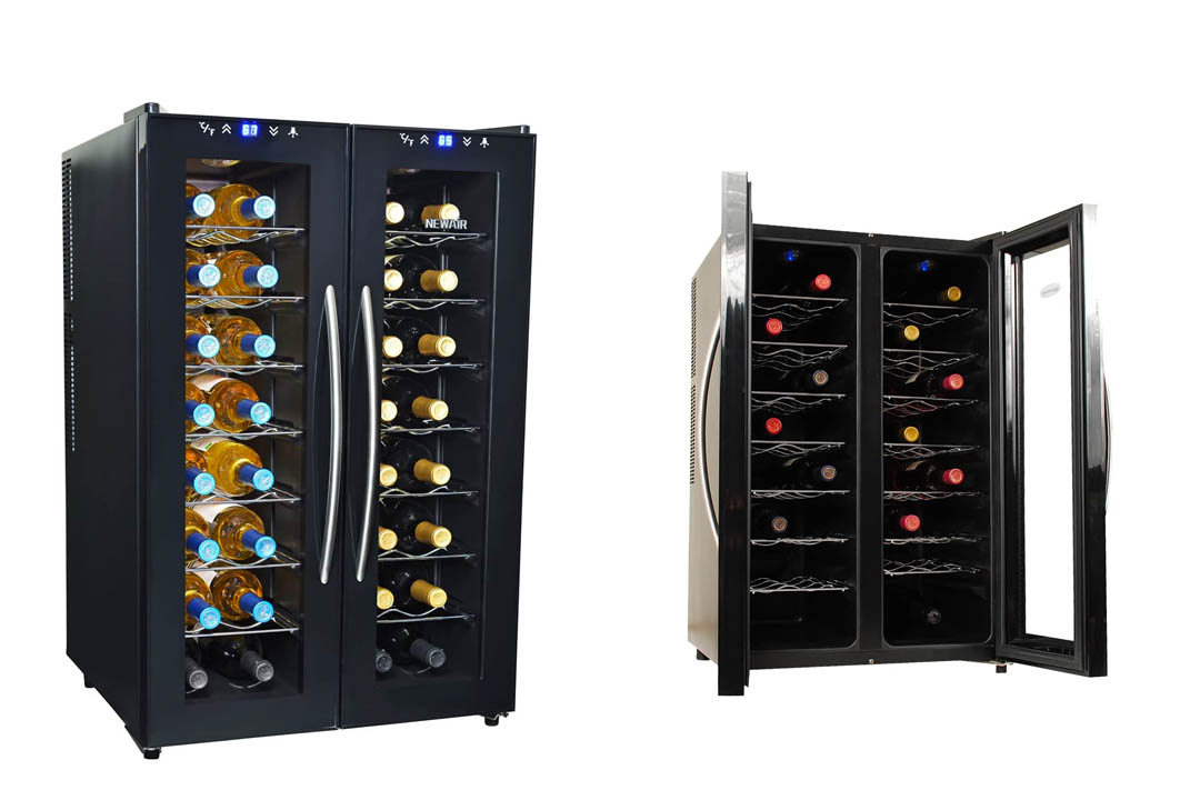 NewAir AW-321ED 32 Bottle Dual Zone Thermoelectric Wine Cooler, Stainless Steel