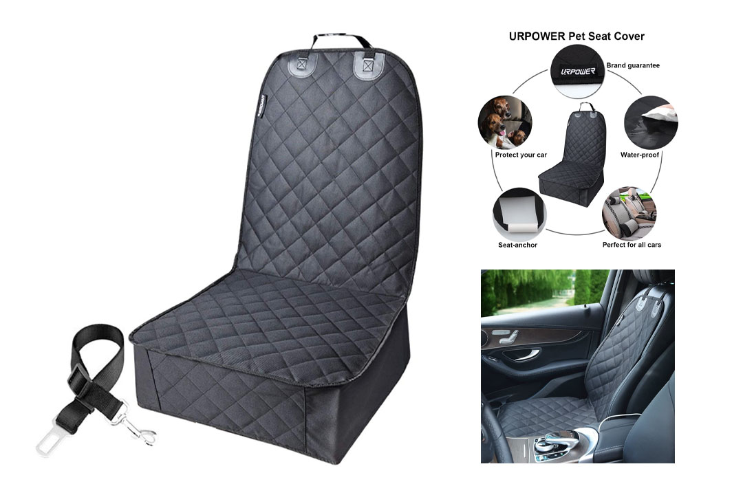 URPOWER Pet Front Seat Cover for Cars, WaterProof & Nonslip Rubber Backing with Anchors