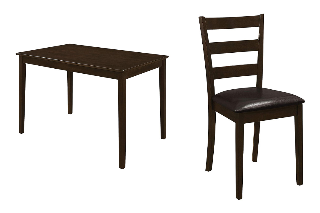 Coaster 5pc Dining Table, Chairs & Bench Set Cappuccino Finish