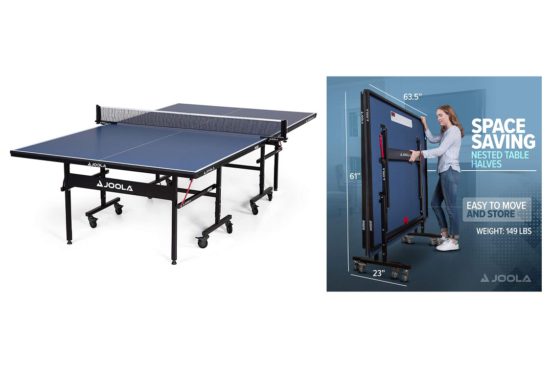 JOOLA Inside 15mm Table Tennis Table with Net Set 10-Min Assembly, Playback Mode, Foldable Halves
