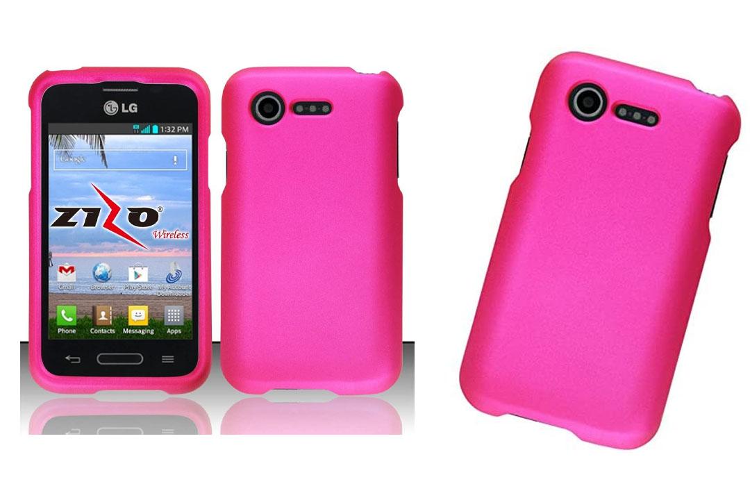 LG Optimus Fuel L34C Pink Rubberized Plastic Cover Snap