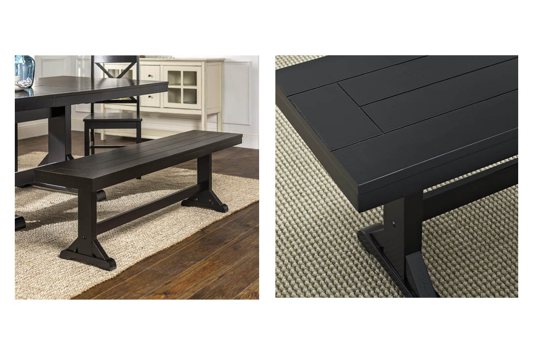 WE Furniture Solid Wood Black Dining Bench