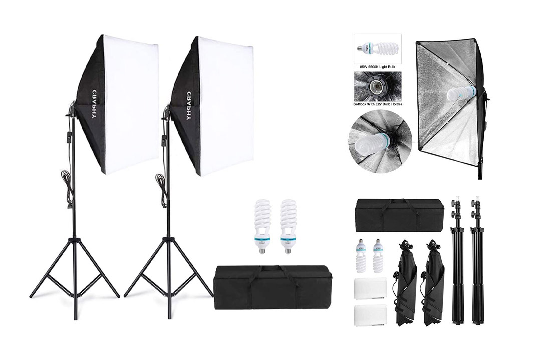 CRAPHY 700W 5500K Photography Studio Soft Box Lighting Kit Continuous Light Equipment for Portrait Video Shooting (20x28" Softbox + 80" Tall Light Stand + Carrying Bag