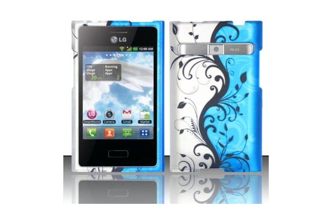 LG Optimus Logic L35g / Dynamic L38c (StraightTalk/Net 10) Rubberized Design Cover - Blue Vines