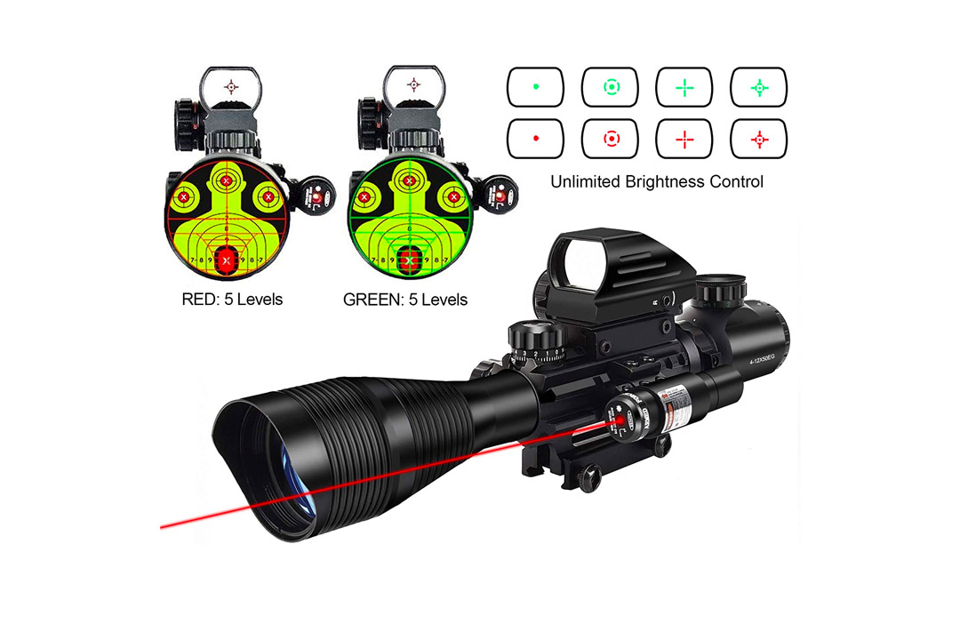 MidTen 4-12x50 Dual Illuminated Scope with Dot Sight & Laser Sight & 20mm Mount