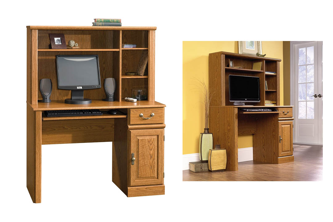 Sauder Orchard Hills Computer Desk with Hutch, Carolina Oak