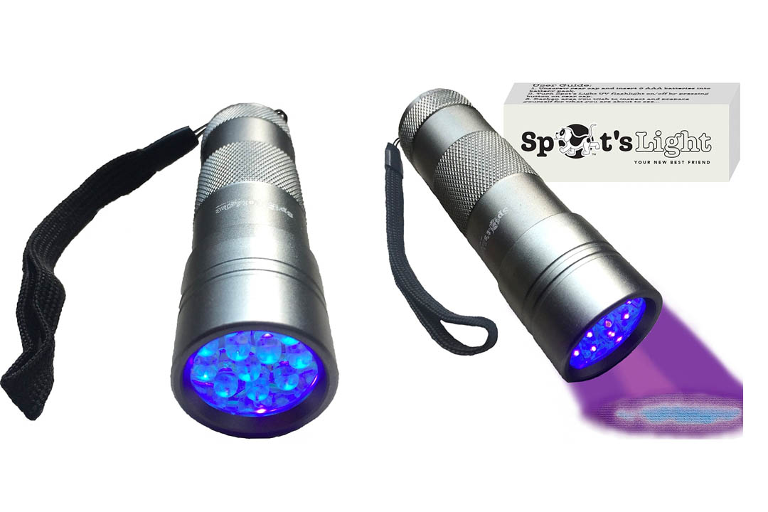 Spot's Light UV Blacklight Flashlight, Silver 12 LED, Ultraviolet Pet Urine Stain Detector