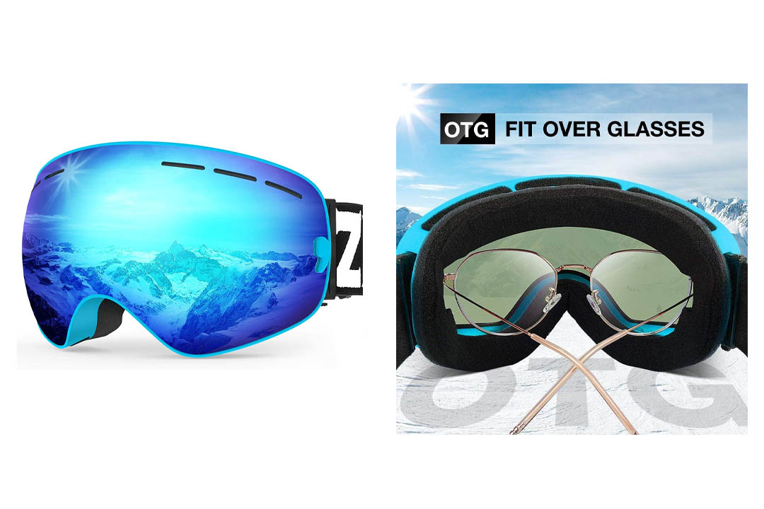 Zionor X Ski Snowboard Snow Goggles OTG Design for Men Women with Spherical Detachable Lens UV Protection Anti-fog