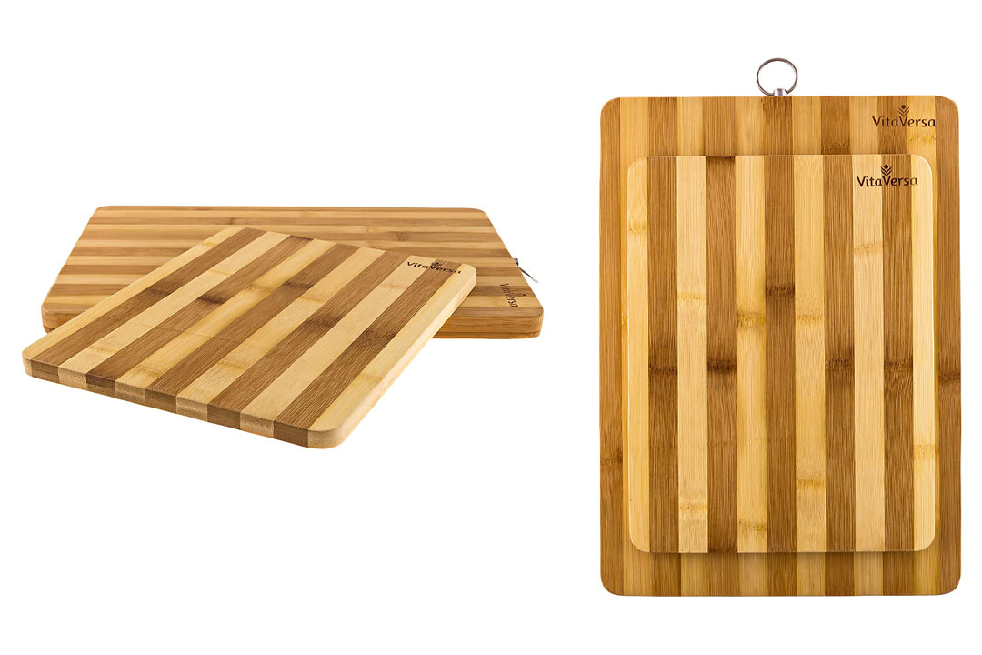 Beautiful Bamboo Wood Cutting Board & Serving Tray Set