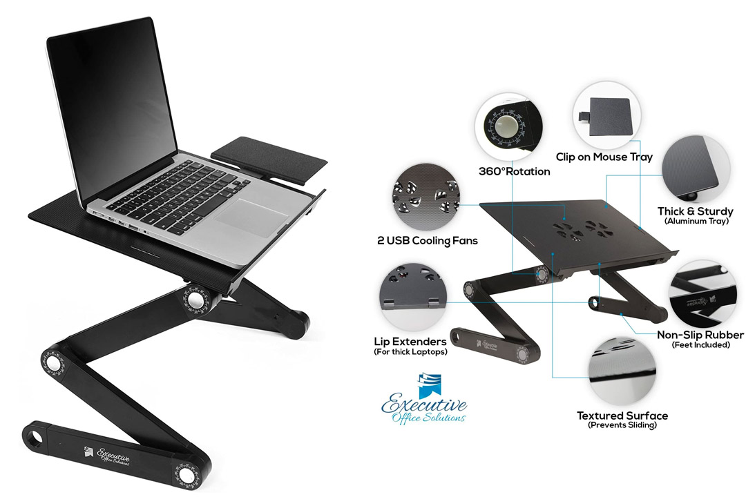 Executive Office Solutions Portable Adjustable Aluminum Laptop Desk/Stand/Table Vented