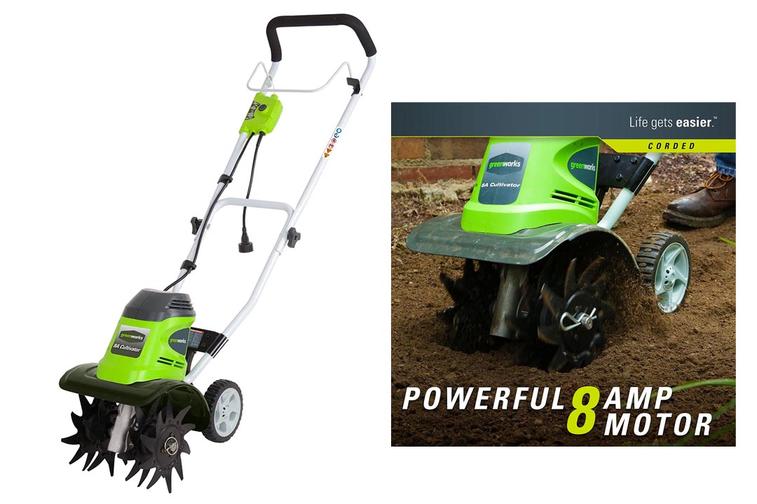 GreenWorks 27072 8 Amp 10-Inch Corded Tiller