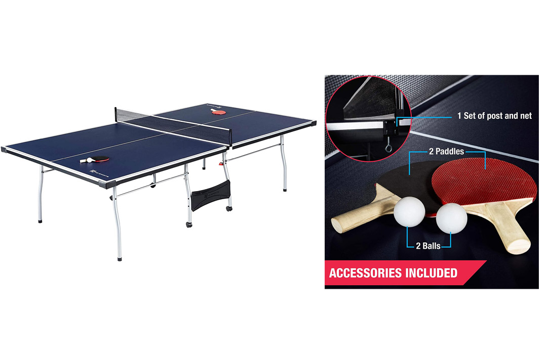 MD Sports Table Tennis Set, Regulation Ping Pong Table with Net, Paddles and Balls (8 Pieces)
