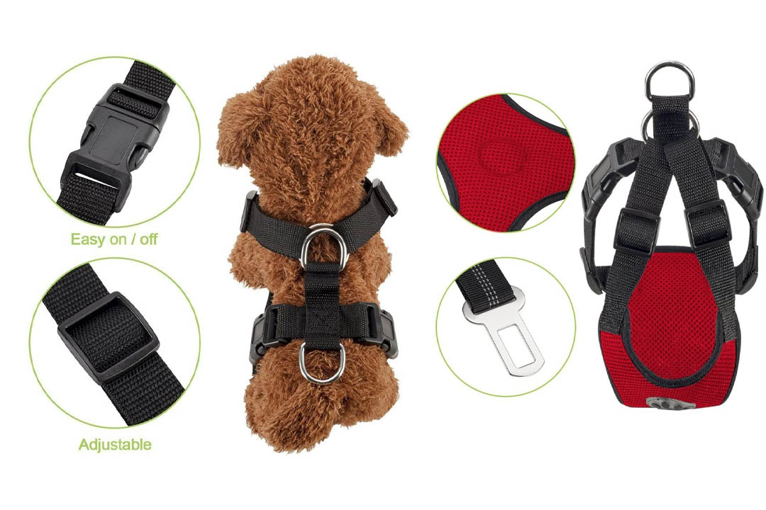 SlowTon Dog Car Harness Plus Connector Strap, Multifunction Adjustable Vest Harness