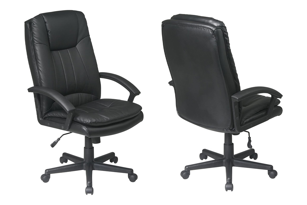 Work Smart Deluxe High Back Executive Eco Leather Chair, Black